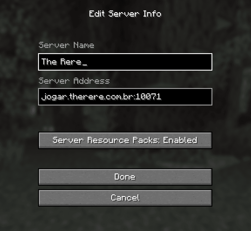 Minecraft Java Server List Example